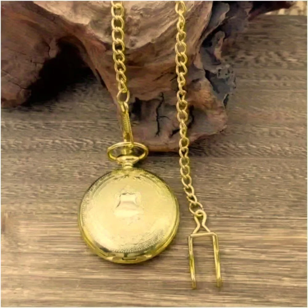 NWT Gold Roman Numeral Quartz Pocket Watch Vintage Classic Style Gift